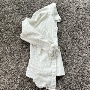 White cover up collard shirt